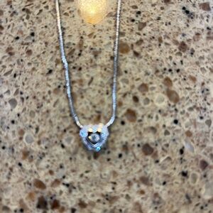 Delicate Silver Necklace with Heart Pendant and Blue Stone